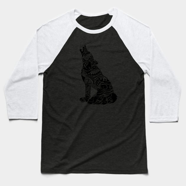 Tribal Wolf Baseball T-Shirt by Abeus